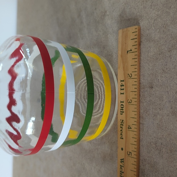 Vintage Flexeel Glass Juice Pitcher Carafe Decanter MCM Stripe Fiesta Print - Picture 10 of 10